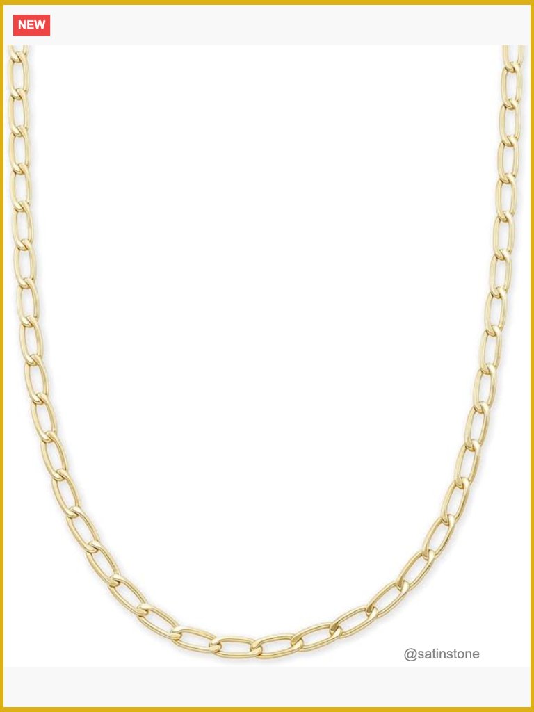 Gold Plated Brass Cable Chain Necklace With Lobster Clasp